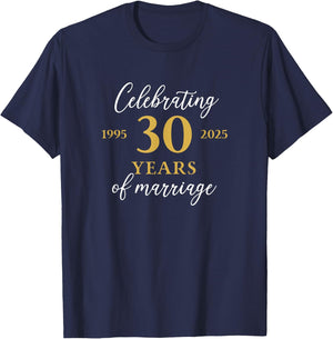 Funny 30 Years of Marriage 1995 30th Wedding Anniversary T-Shirt - T-Shirt | Navy