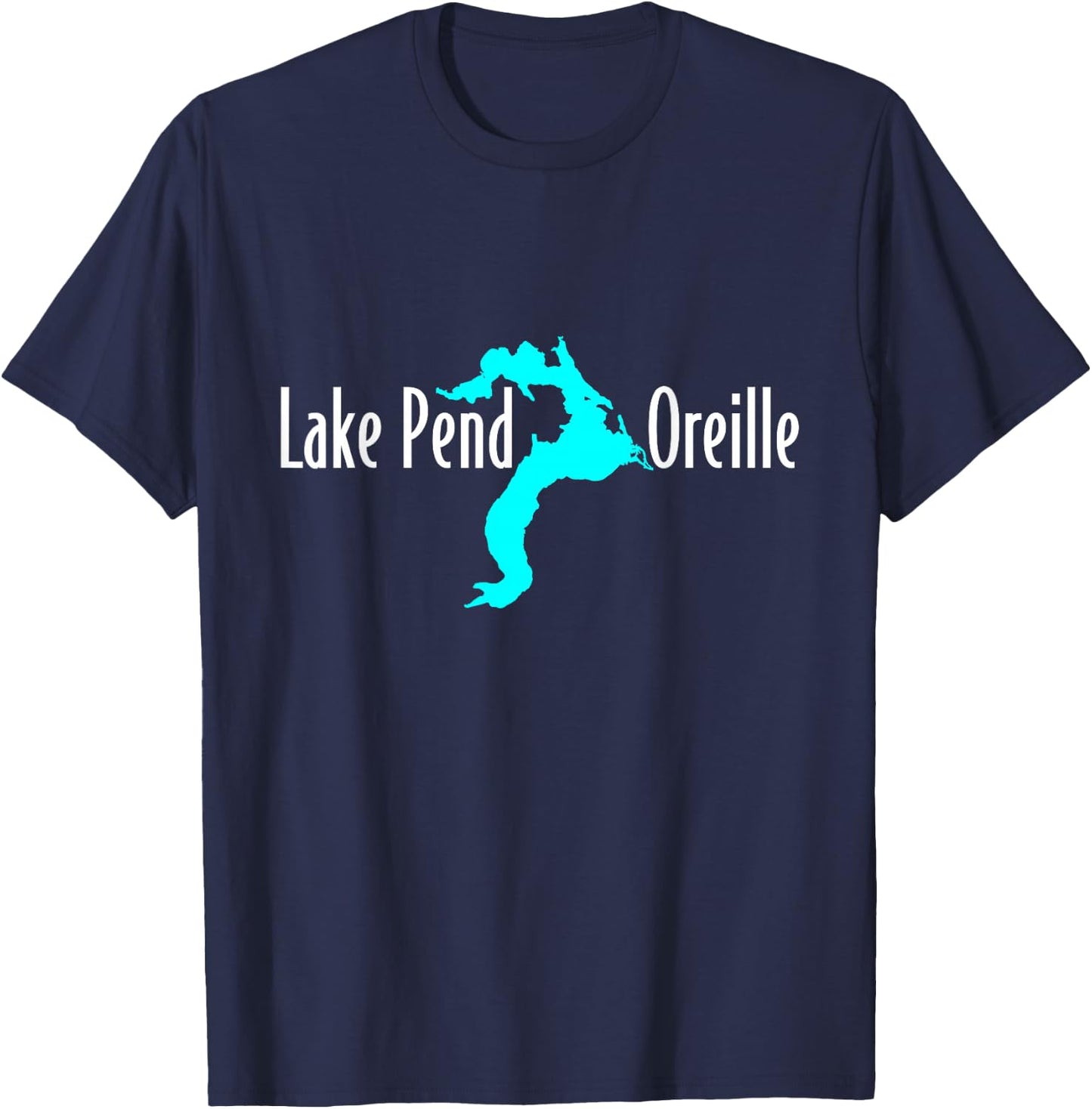 Minimalist Lake Pend Oreille - Idaho T-Shirt - T-Shirt | Navy