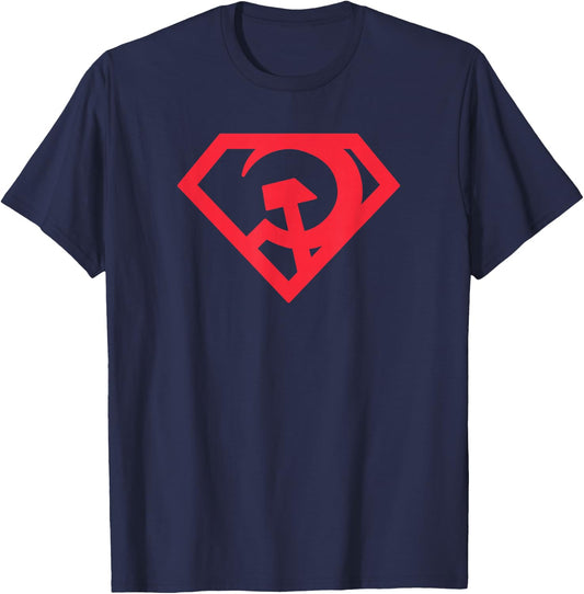 Super communist red child sun heroic hammer sickle black T-Shirt - T-Shirt | Navy