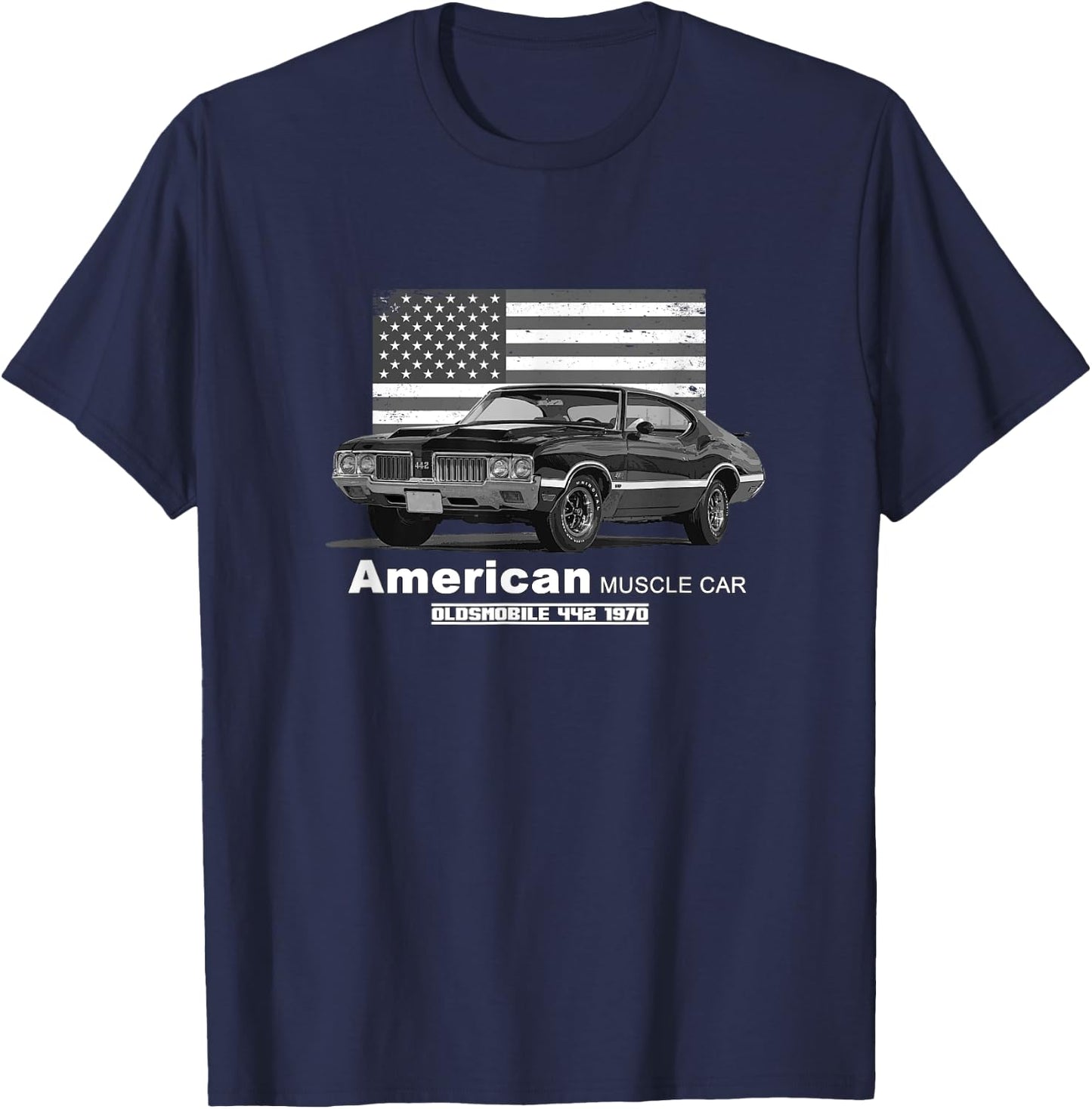 Oldsmobile 442 American Muscle Car 60s 70s Old is Gold T-Shirt - T-Shirt | Navy