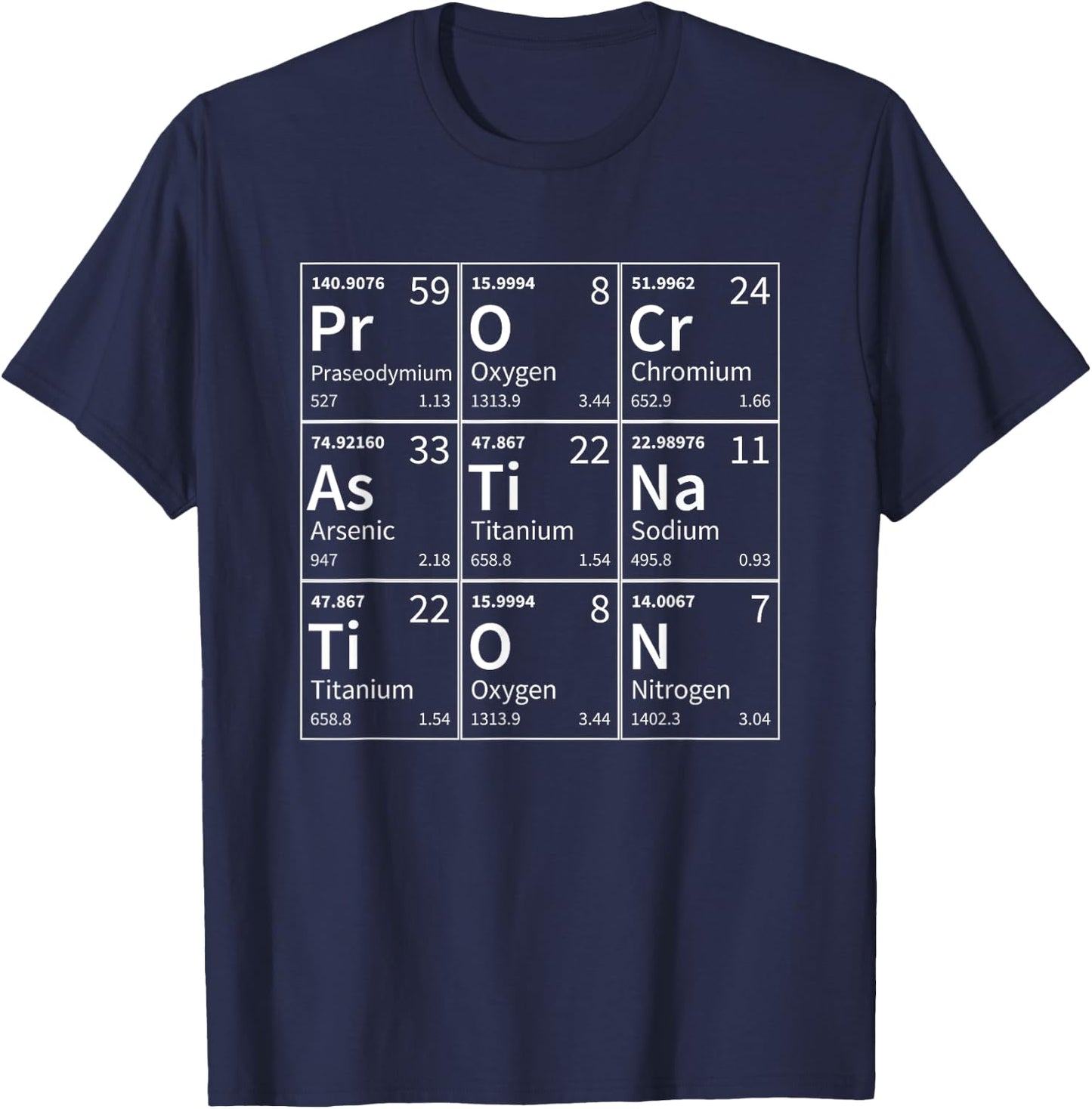 Procrastination Funny Chemical Elements Periodic Table T-Shirt - T-Shirt | Navy