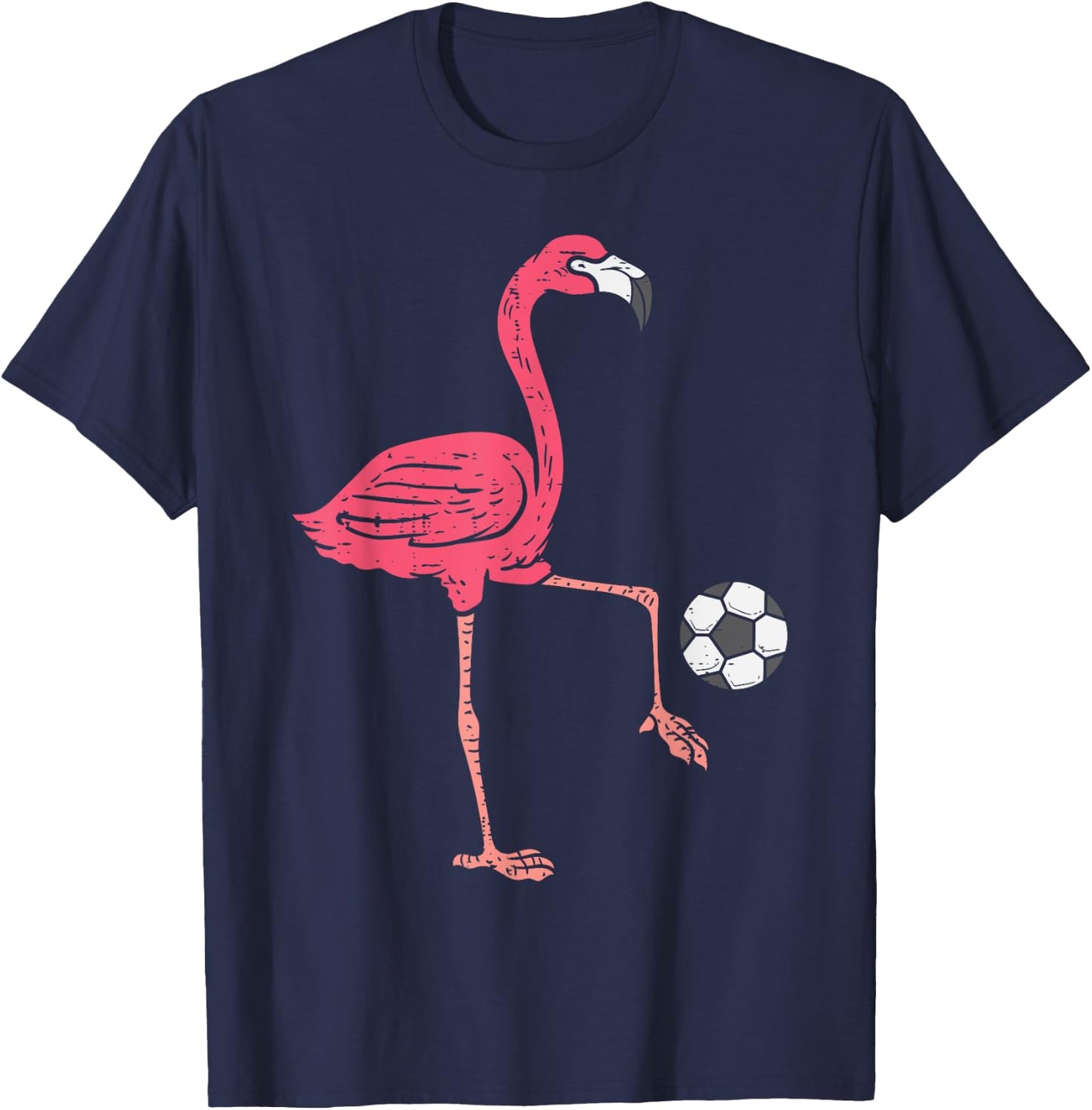 Flamingo Playing Soccer Football Player Men, Women, Kids T-Shirt - T-Shirt | Navy