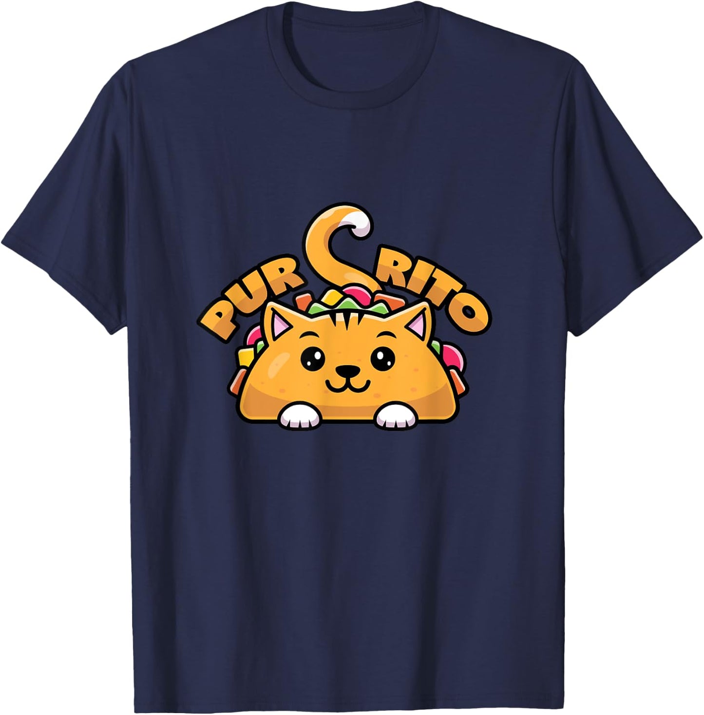Purring Burrito Cat Pun Women Girls Kids T-Shirt - T-Shirt | Navy