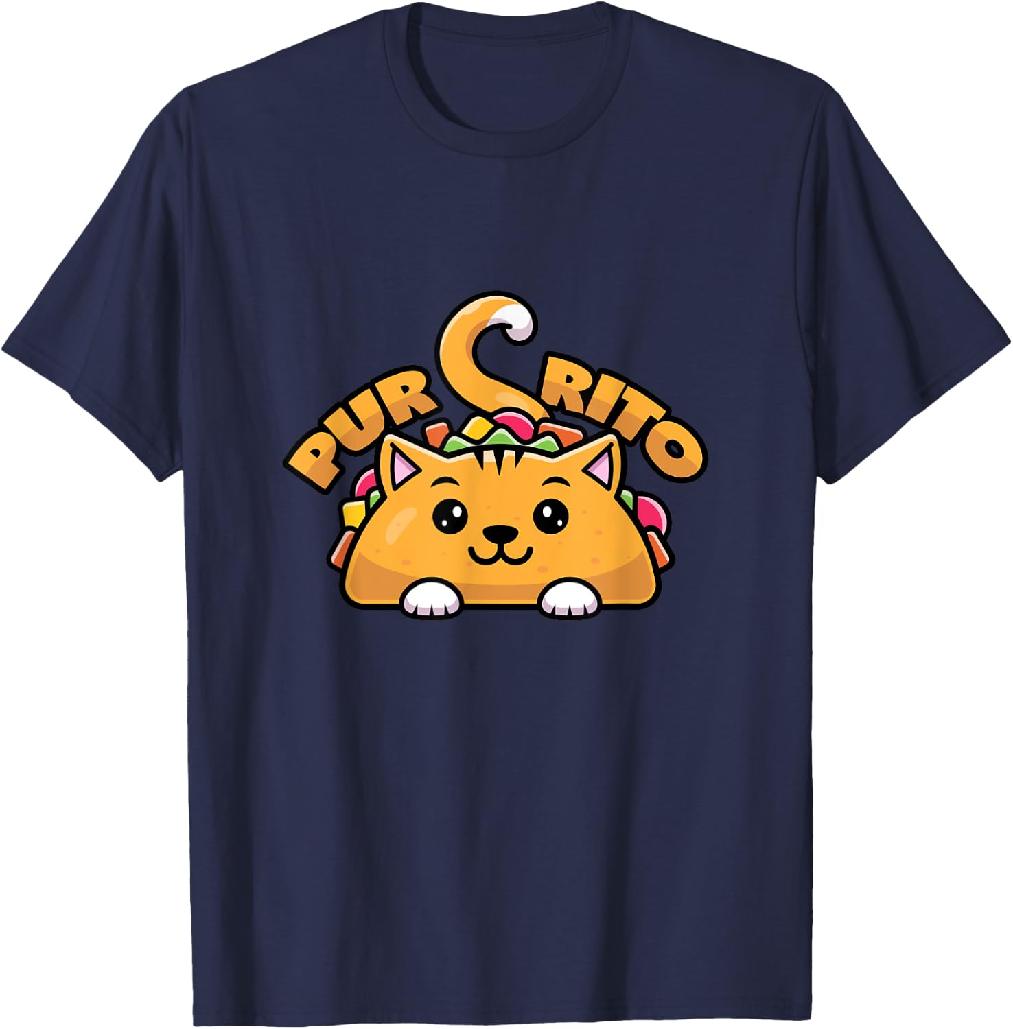 Purring Burrito Cat Pun Women Girls Kids T-Shirt - T-Shirt | Navy