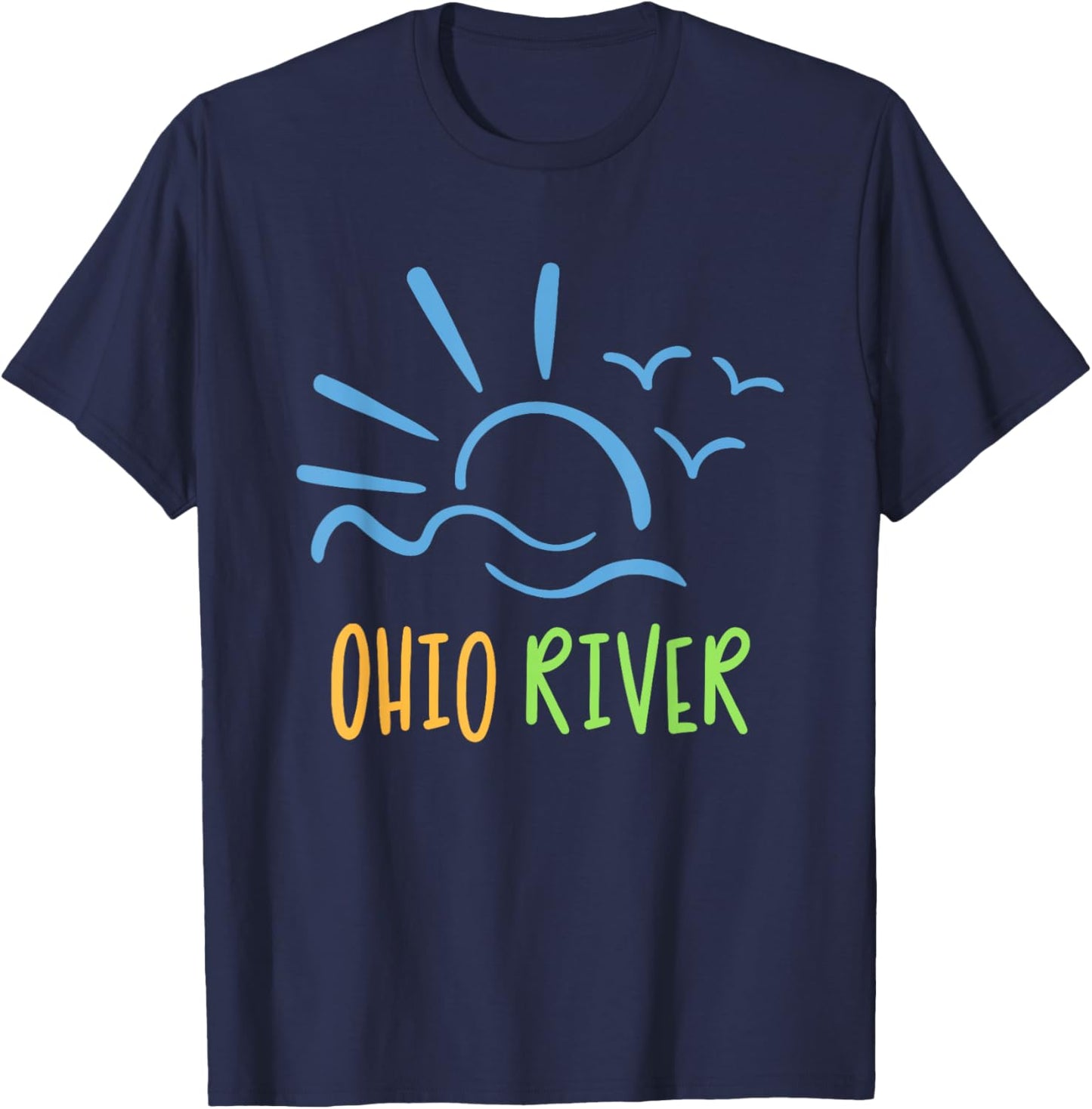 Ohio River fish, boat, relax on the river T-Shirt - T-Shirt | Navy