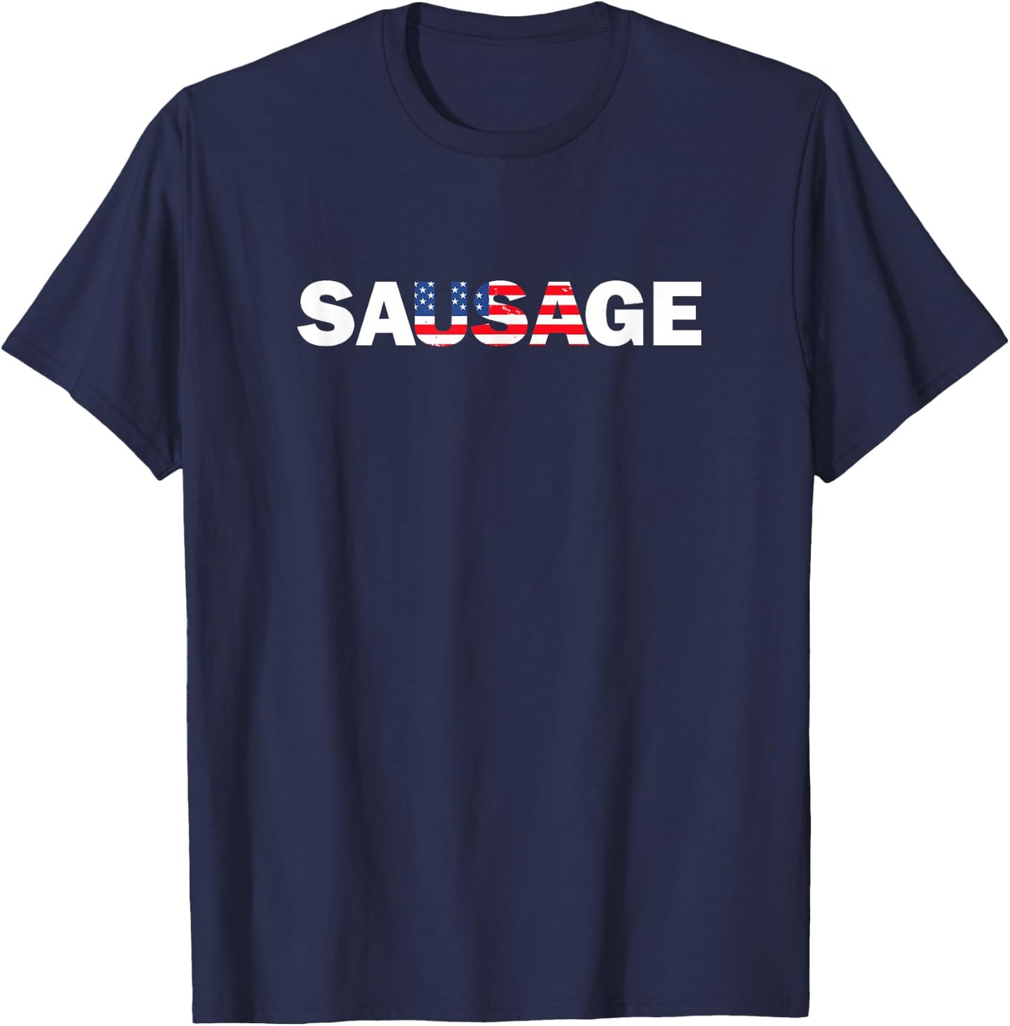 USA American Sausage Funny T-Shirt - T-Shirt | Navy