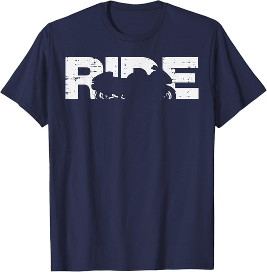 Biker Ride Motorcycle Motorbike Men Women Boys Kids Youth T-Shirt - T-Shirt | Navy
