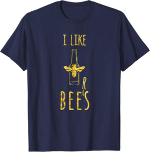 I like Bees, Beers - Funny Beekeeper Beer Drinker T-Shirt - T-Shirt | Navy
