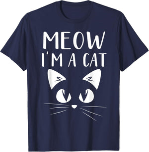Meow I'm A Cat Shirt Funny Halloween Men Women Kids T-Shirt - T-Shirt | Navy