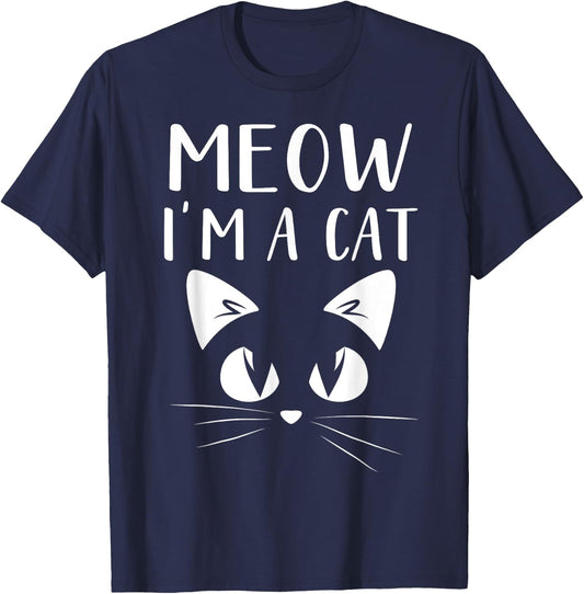 Meow I'm A Cat Shirt Funny Halloween Men Women Kids T-Shirt - T-Shirt | Navy