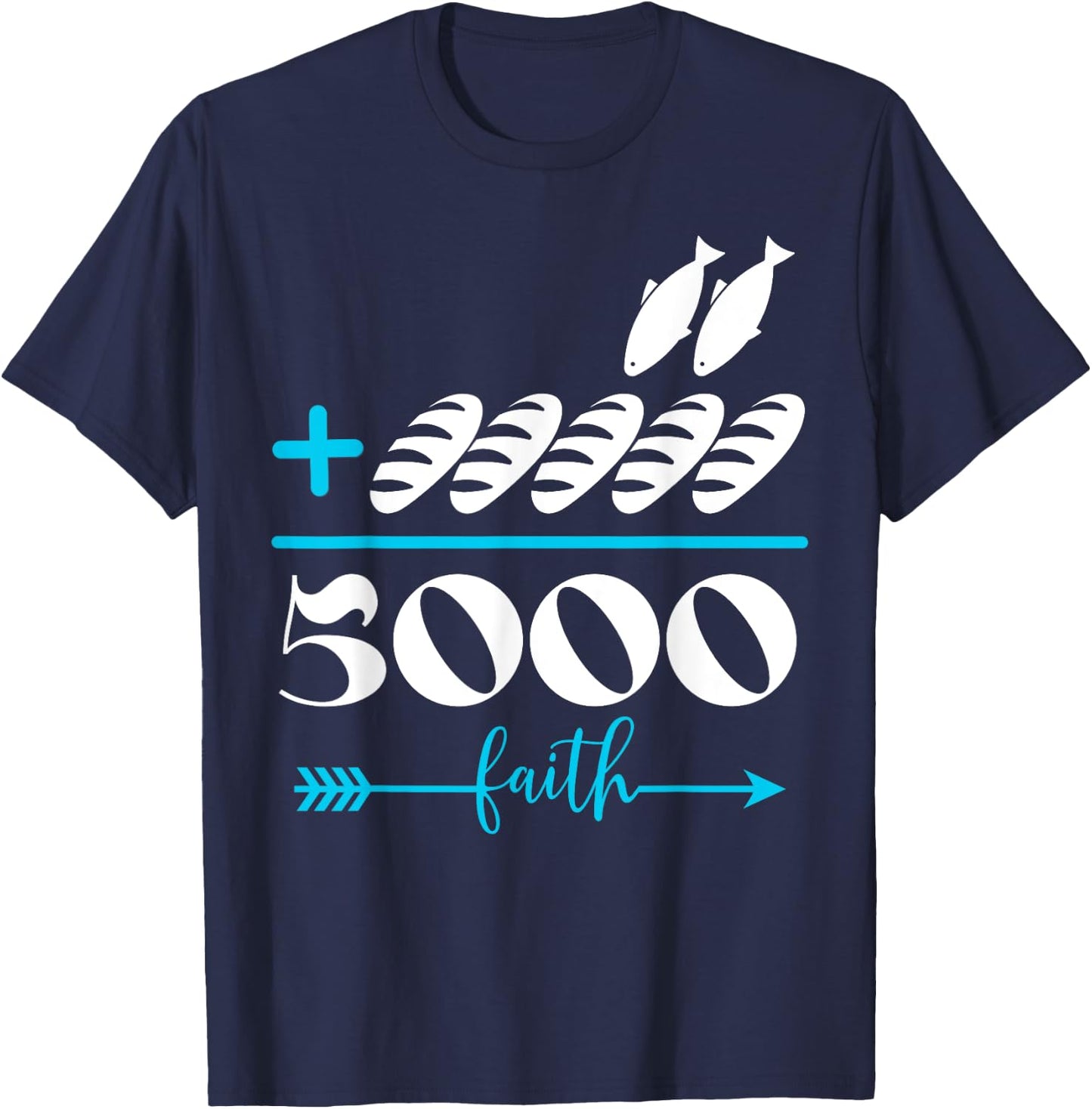 2 Fishes 5 Breads 5000 Chosen Jesus Against The Current T-Shirt - T-Shirt | Navy