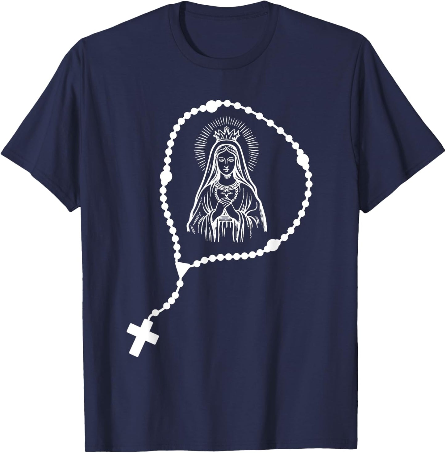 Rosary Prayer - Virgin Mary - Religious Catholic T-Shirt - T-Shirt | Navy