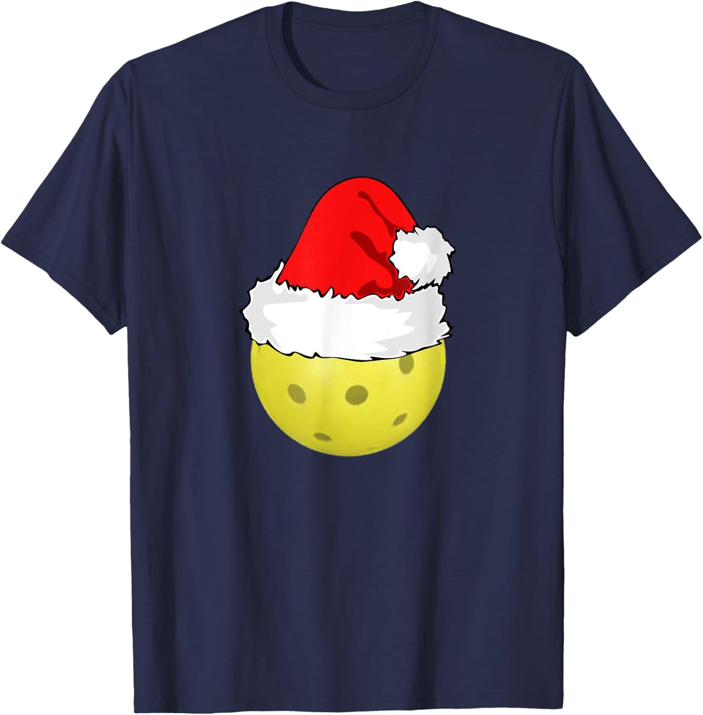 Christmas Pickleball Pickle Ball Santa Hat Funny Sport Xmas T-Shirt - T-Shirt | Navy