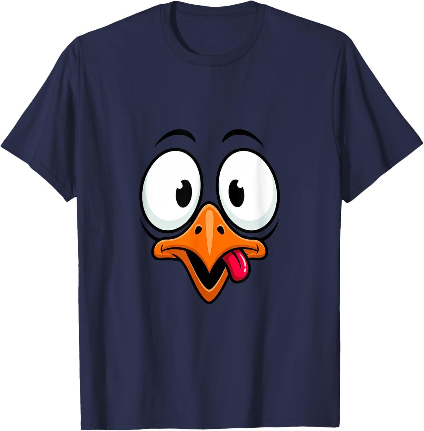 Funny Goofy Bird Face Cartoon Expression T-Shirt - T-Shirt | Navy