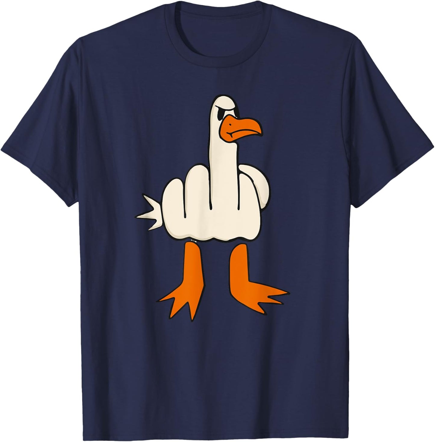 Middle Finger Seagull, Adult Humor, Funny Gesture Flip Off T-Shirt - T-Shirt | Navy