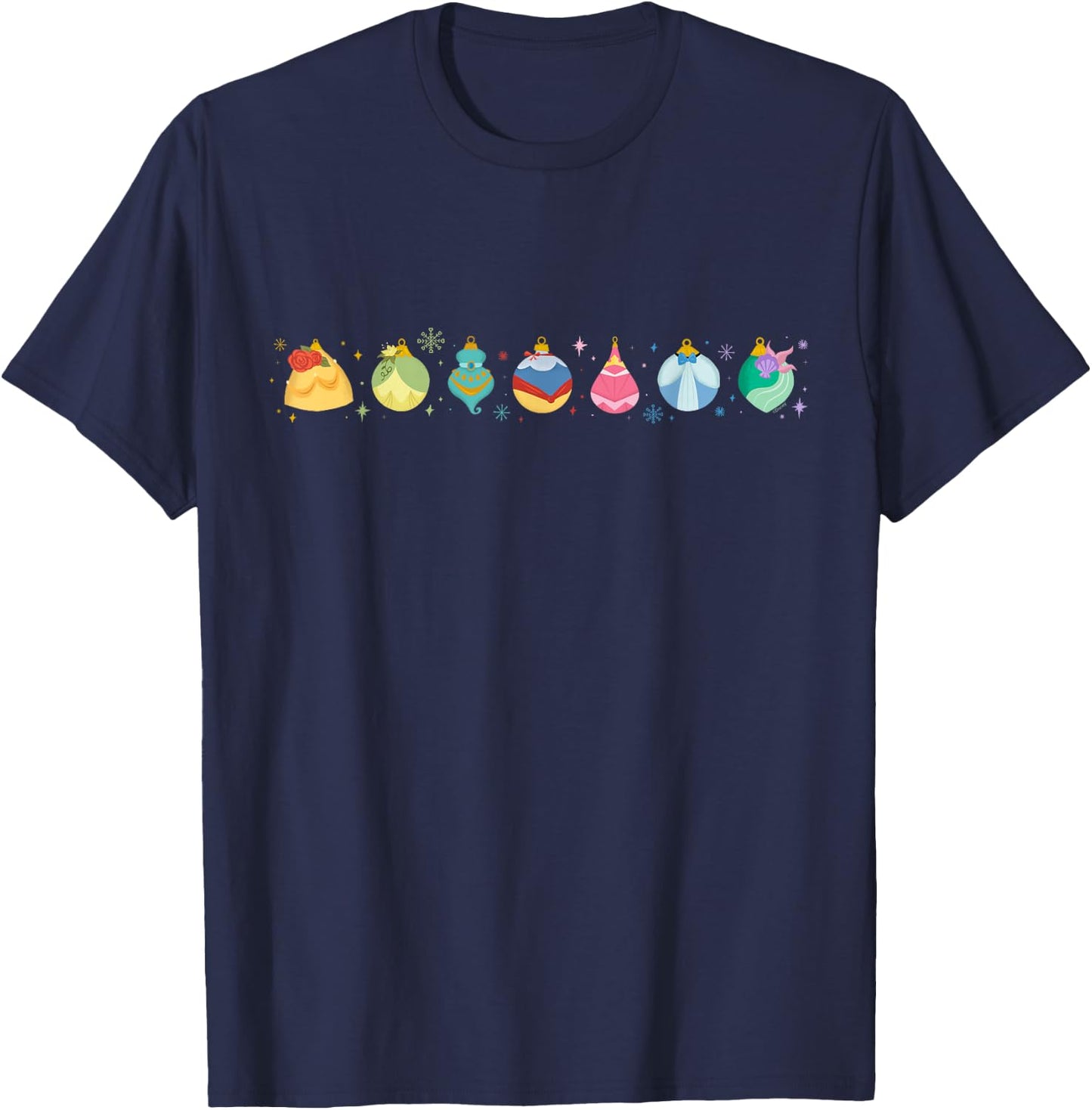 Disney Princess Holiday Enchanted Christmas Ornaments T-Shirt - T-Shirt | Navy