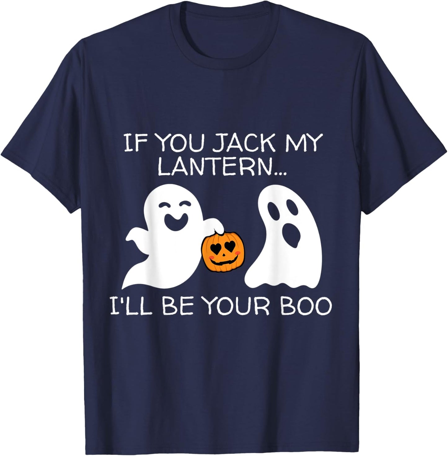 Funny Halloween Adult Ghost And Jack-o-Lantern Men Women T-Shirt - T-Shirt | Navy
