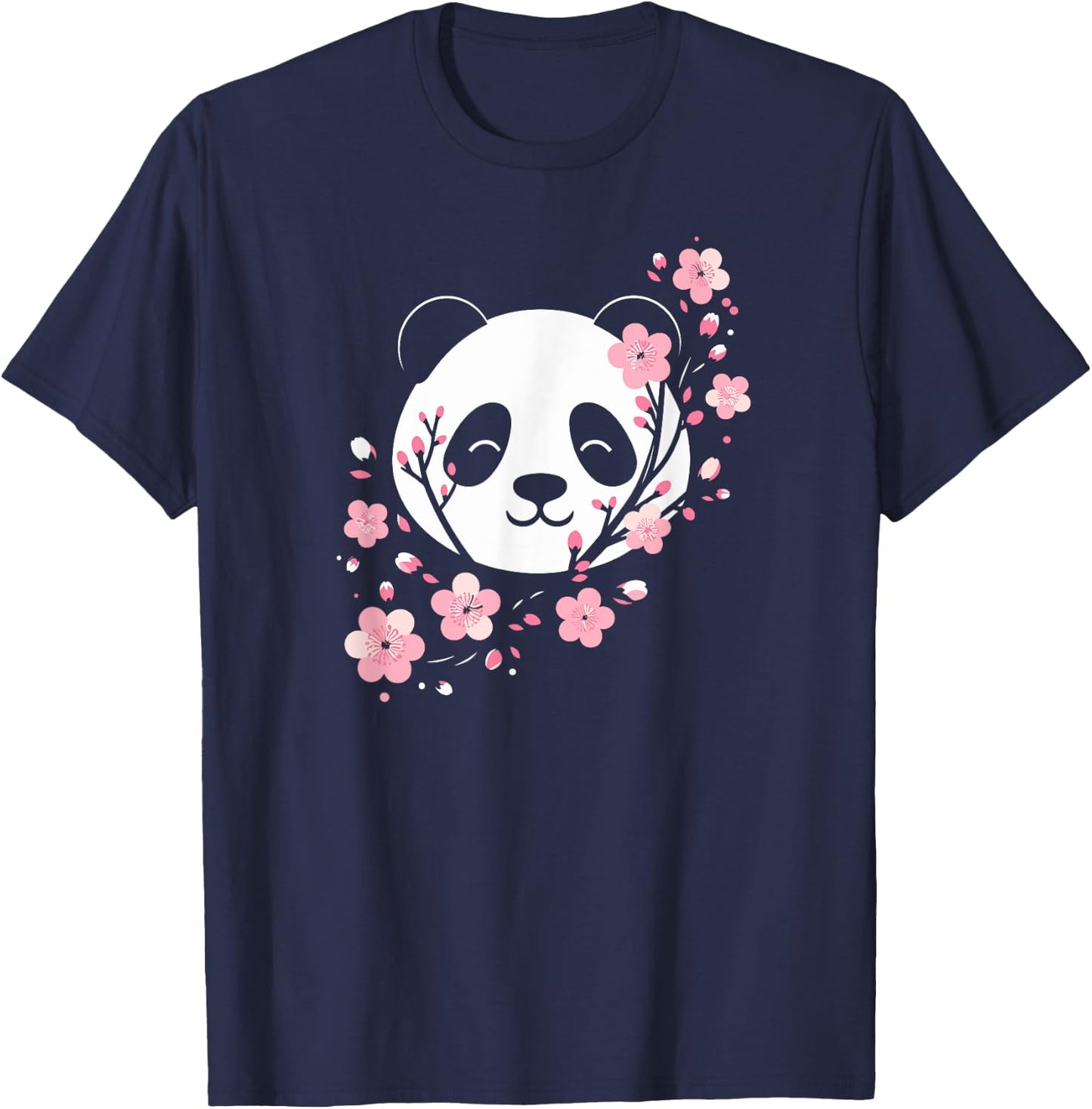 Cherry Blossom Panda Cute Minimalist Giant Panda Bear T-Shirt - T-Shirt | Navy