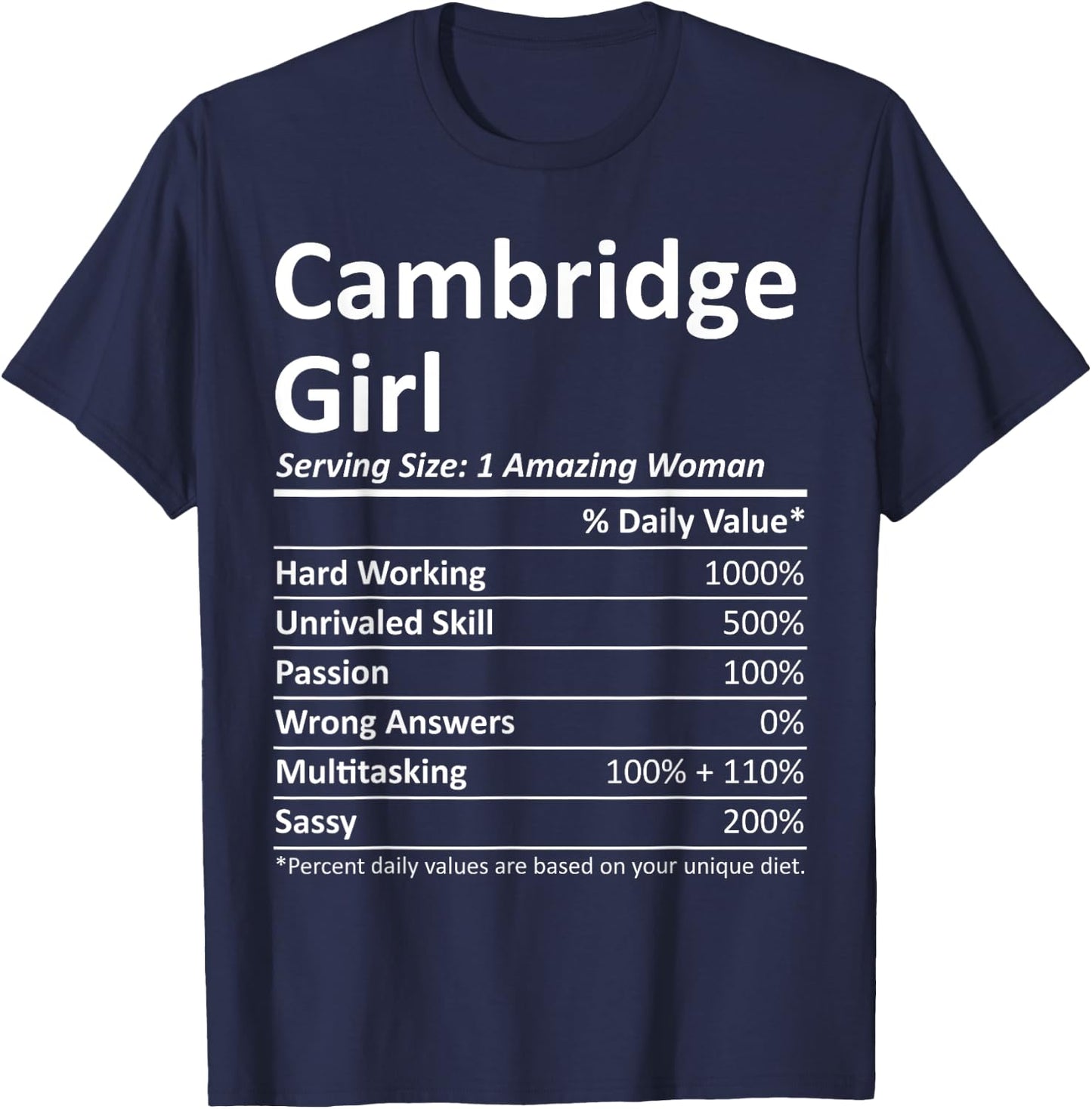 CAMBRIDGE GIRL MA MASSACHUSETTS Funny City Home Roots Gift T-Shirt - T-Shirt | Navy