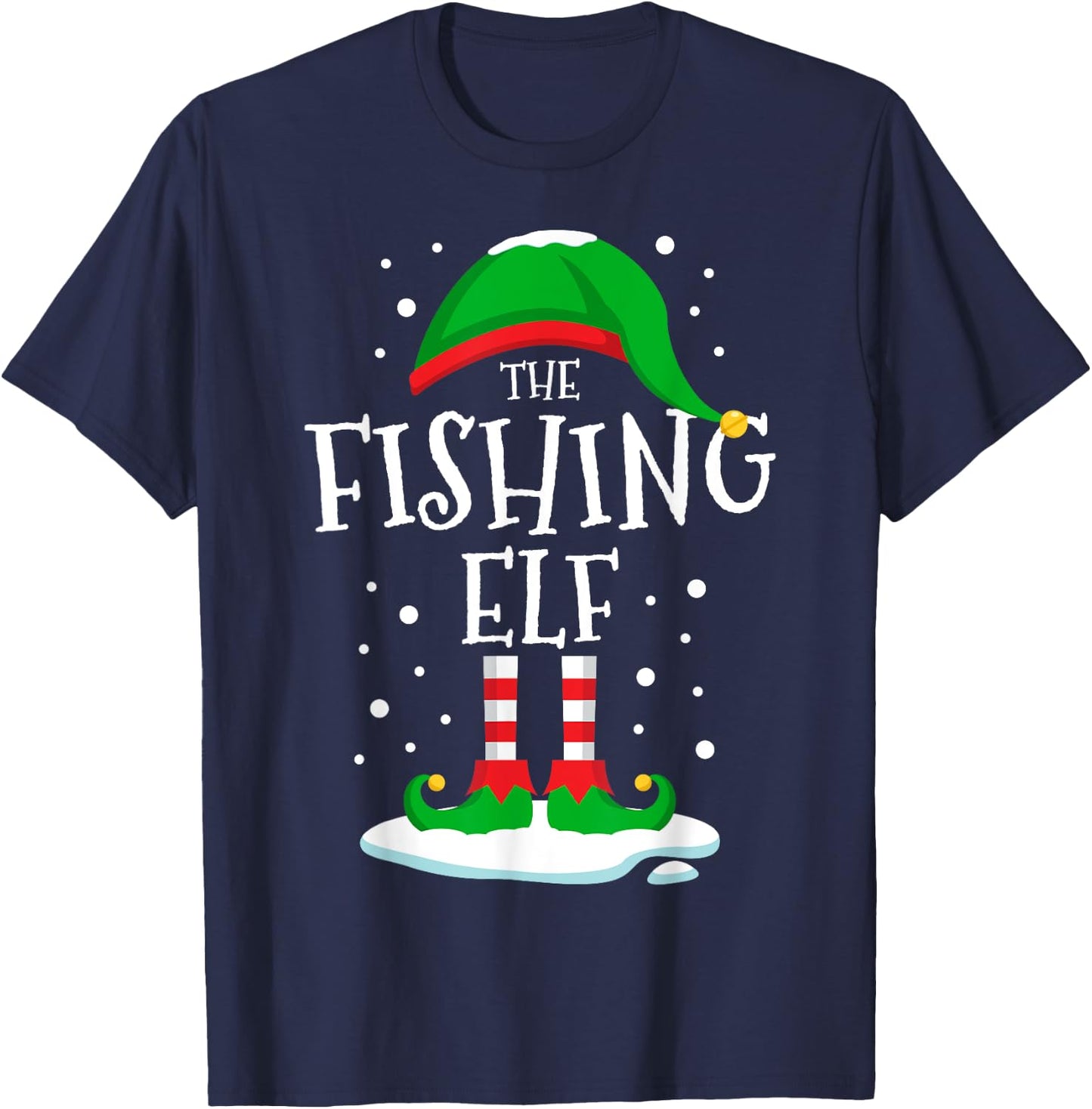 The Fishing Elf Christmas Family Matching Xmas Fisherman Men T-Shirt - T-Shirt | Navy