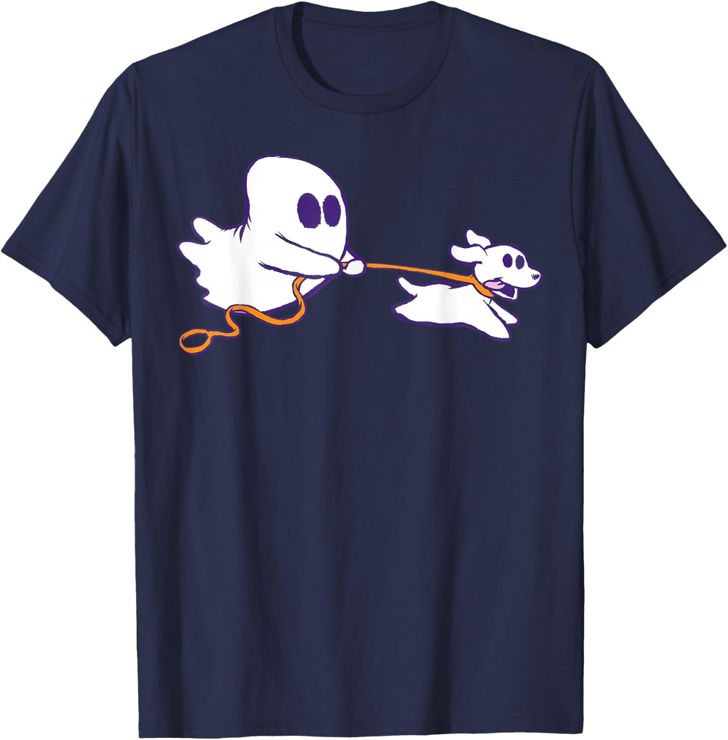 Cute Ghost Dog Walker Graphic Halloween Costume T-Shirt - T-Shirt | Navy