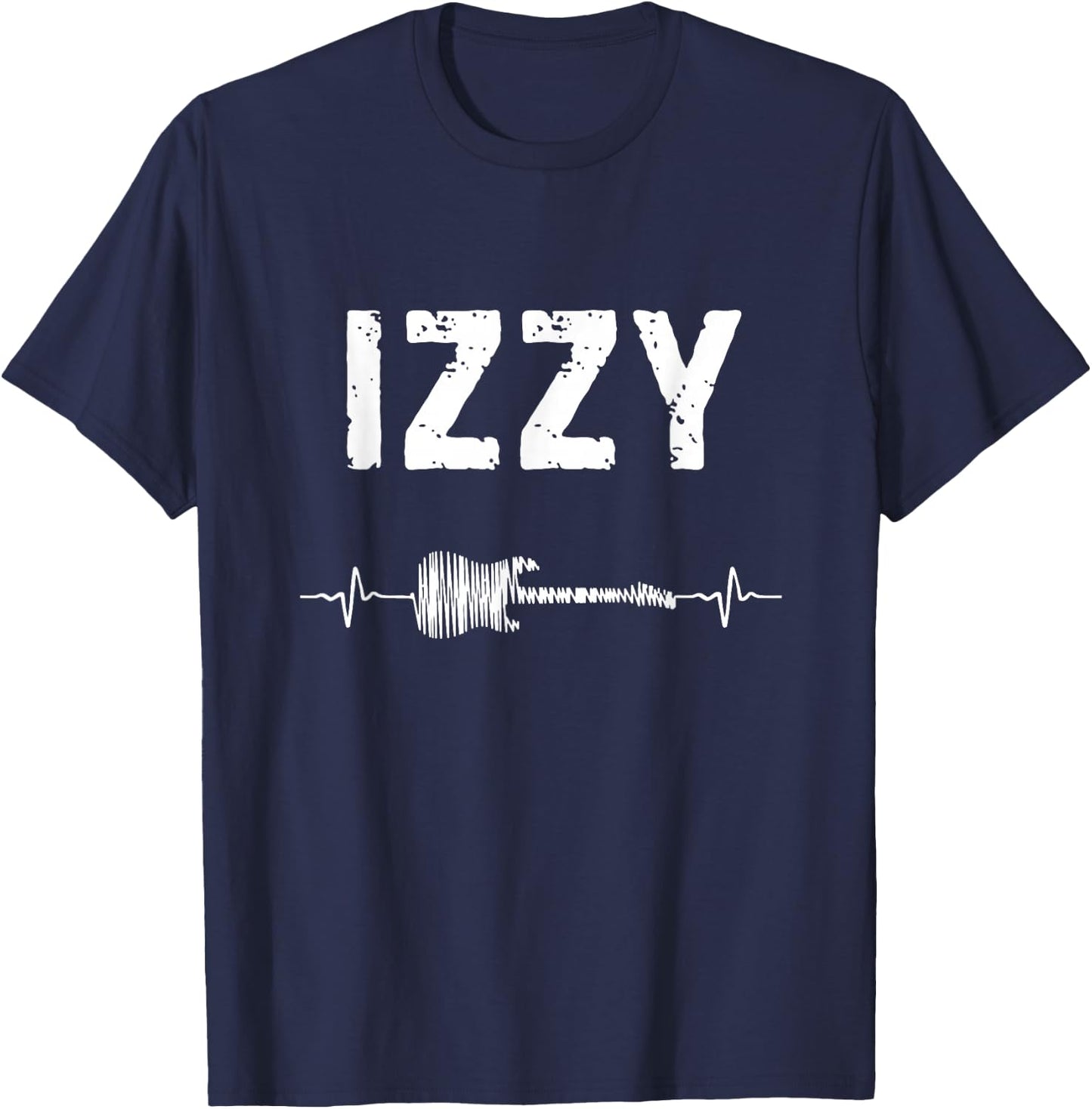 Izzy Guitar Heartbeat Music Guitarist Retro Vintage T-Shirt - T-Shirt | Navy