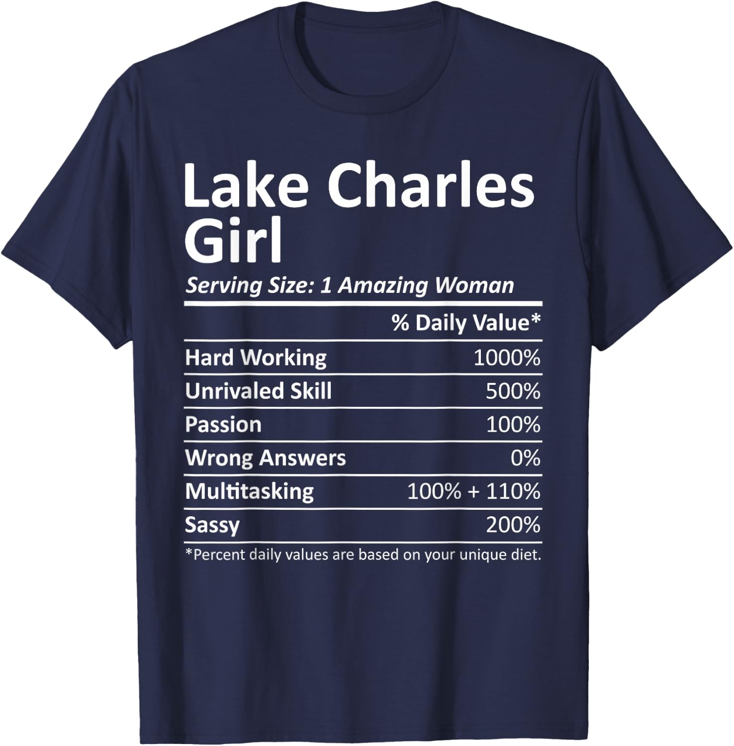 LAKE CHARLES GIRL LA LOUISIANA Funny City Home Roots Gift T-Shirt - T-Shirt | Navy