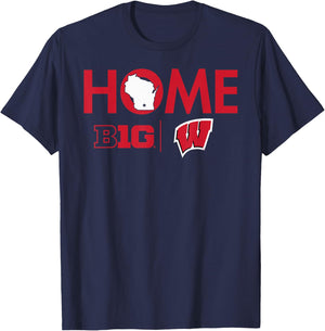 Wisconsin Badgers Big 10 Home Black Officially Licensed T-Shirt - T-Shirt | Navy