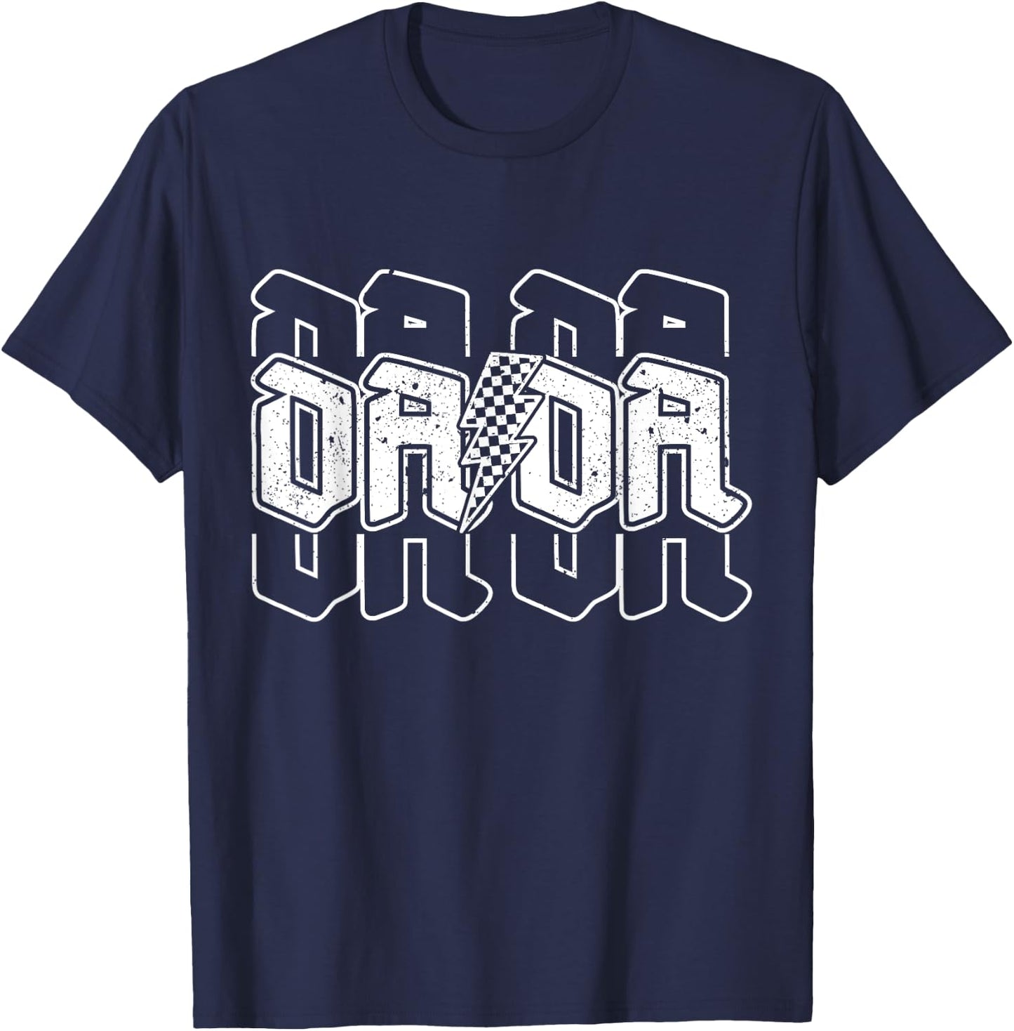 Checkered Dada Lightning Bolt Father's Day For Dad Father T-Shirt - T-Shirt | Navy