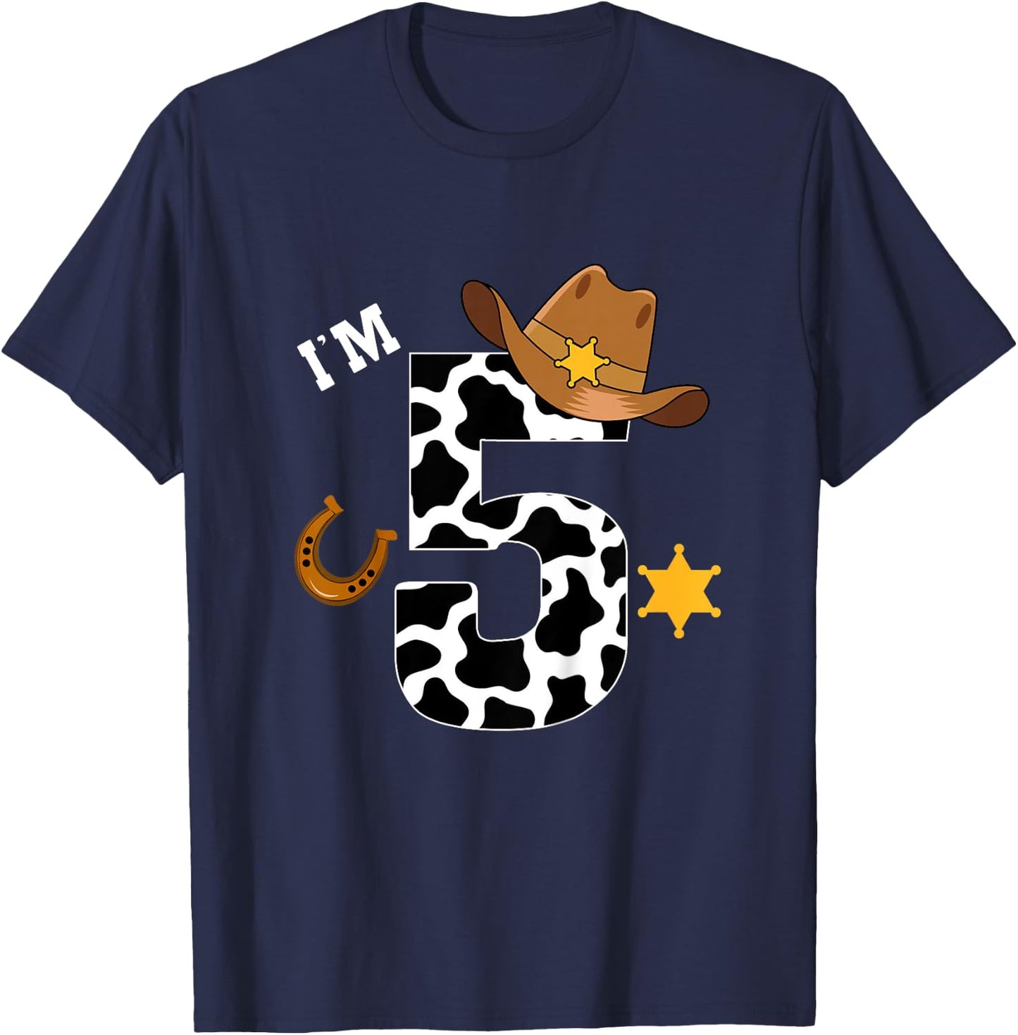 Kids 5th Birthday Shirt Boy 5 Year Old Rodeo Western Cowboy T-Shirt - T-Shirt | Navy