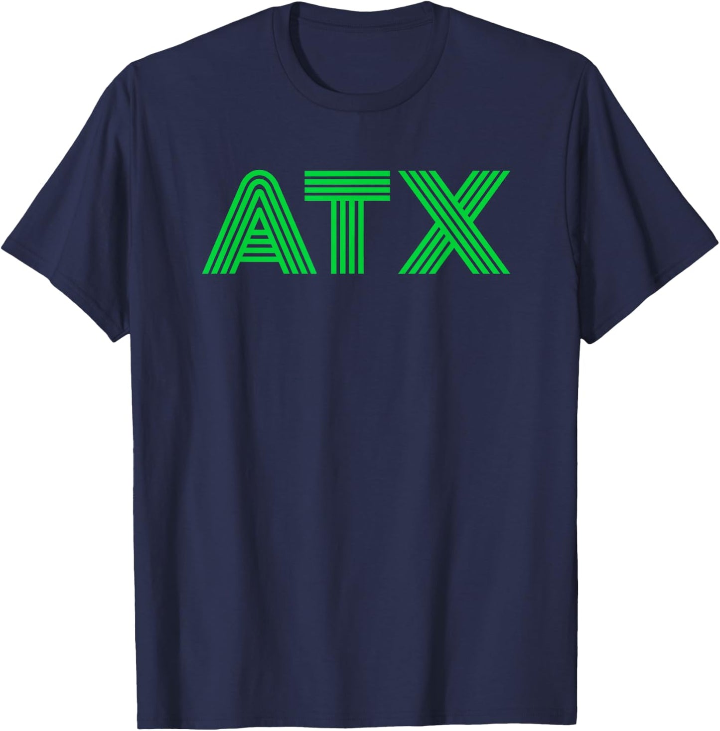 ATX / Austin TX Retro Design In Green T-Shirt - T-Shirt | Navy