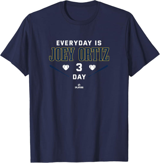Everyday Is Joey Ortiz Milwaukee Baseball MLBPA T-Shirt - T-Shirt | Navy