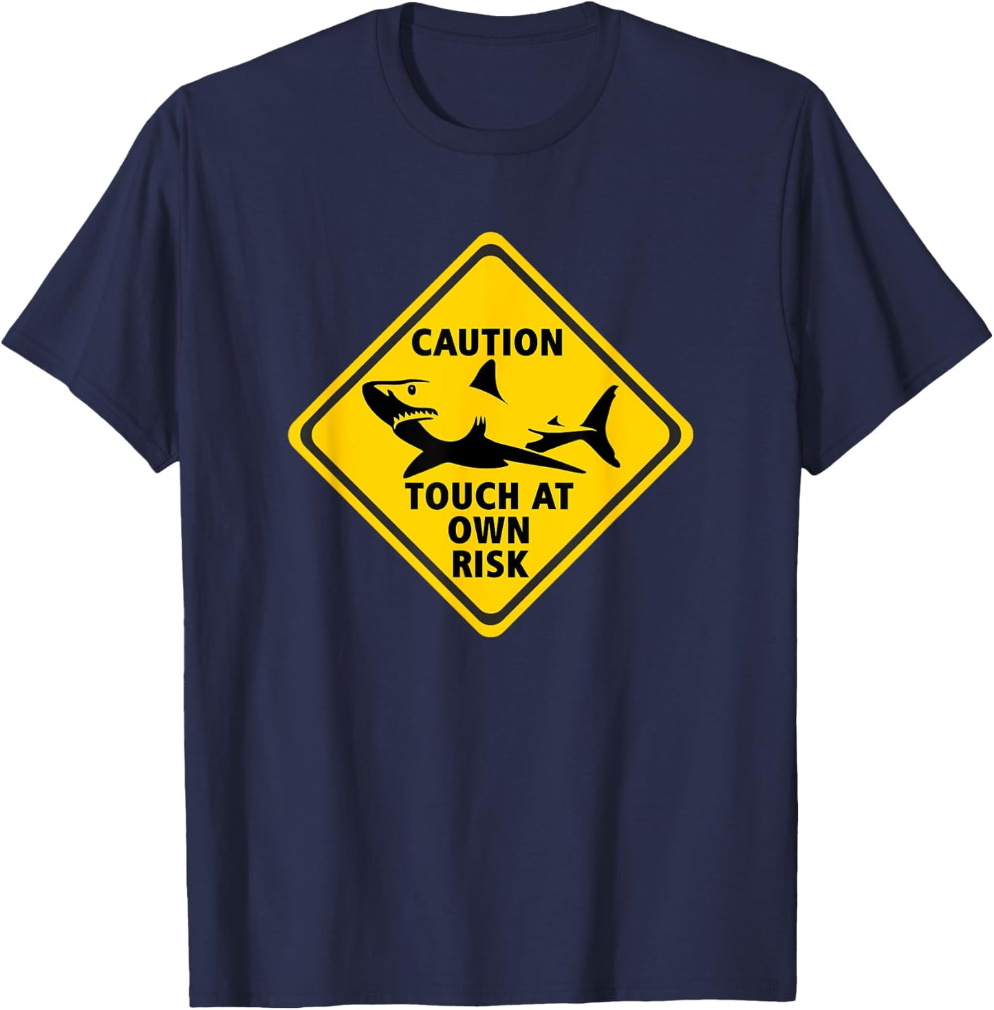 Swimming Bathing Parody Warning Sign Shark T-Shirt - T-Shirt | Navy