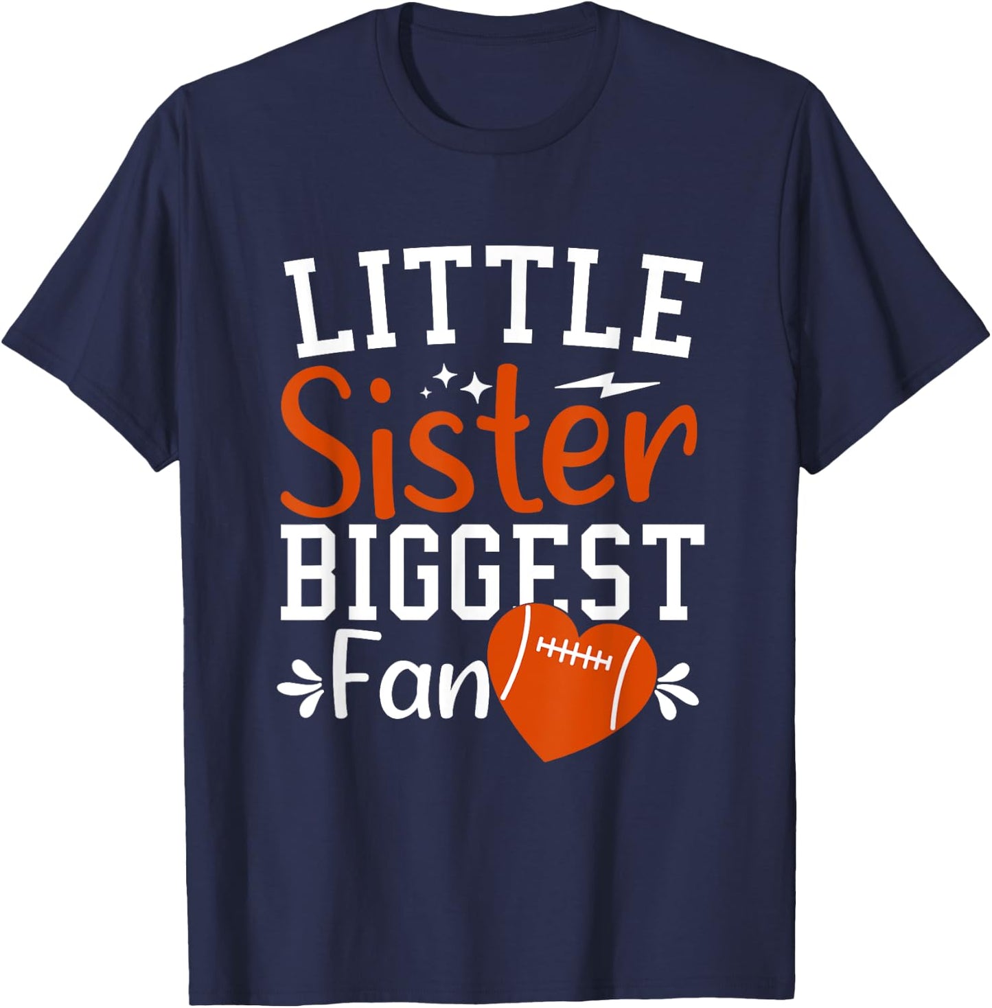 Football Sister Cute Little Sister Biggest Fan T-Shirt - T-Shirt | Navy