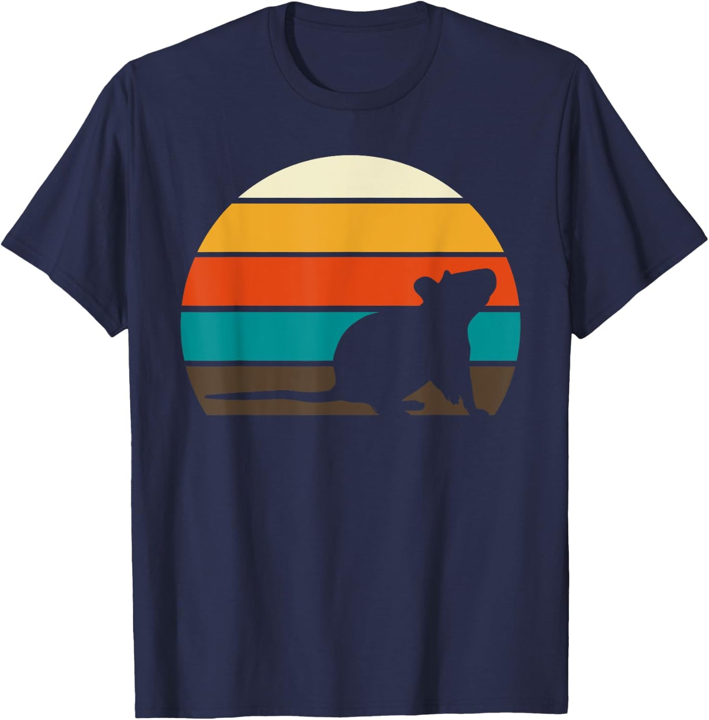 Retro Rat Rodents Vintage Sunset Graphic T-Shirt - T-Shirt | Navy