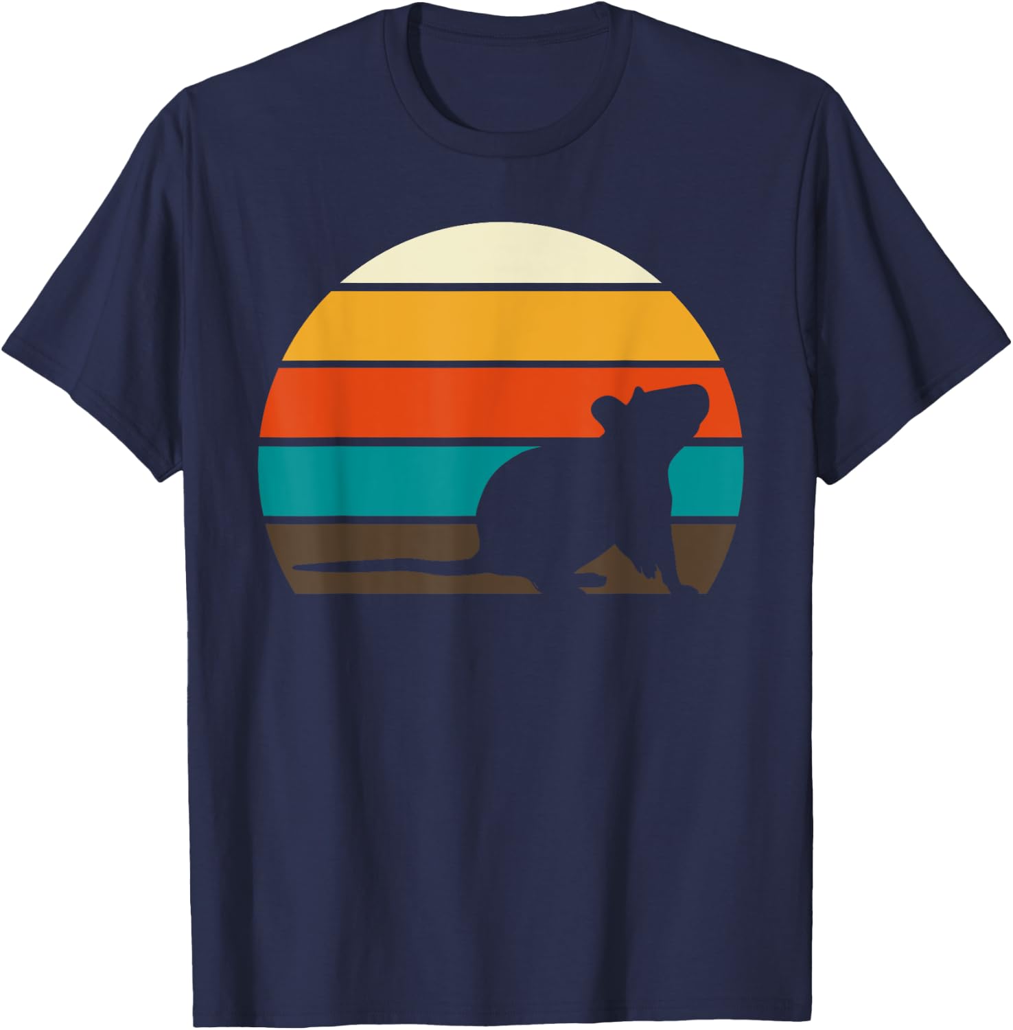 Retro Rat Rodents Vintage Sunset Graphic T-Shirt - T-Shirt | Navy