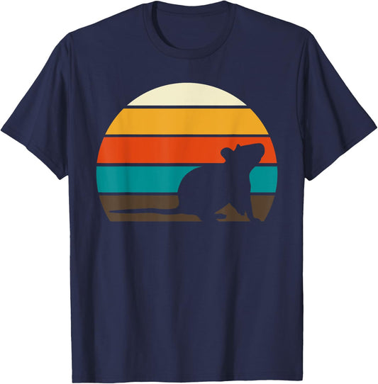 Retro Rat Rodents Vintage Sunset Graphic T-Shirt - T-Shirt | Navy