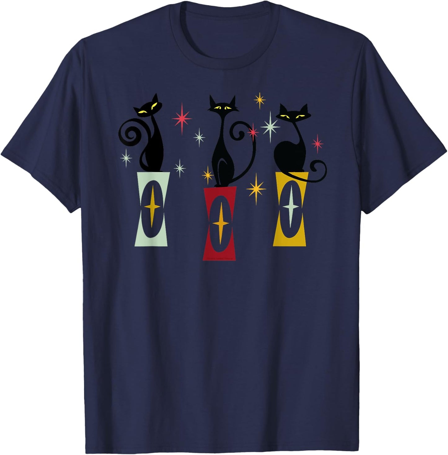 Vintage Cats Mid-Century Modern 50s 60s Retro Cat T-Shirt - T-Shirt | Navy