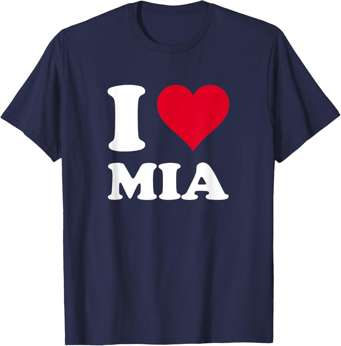 Red Heart I Love Mia T-Shirt - T-Shirt | Navy