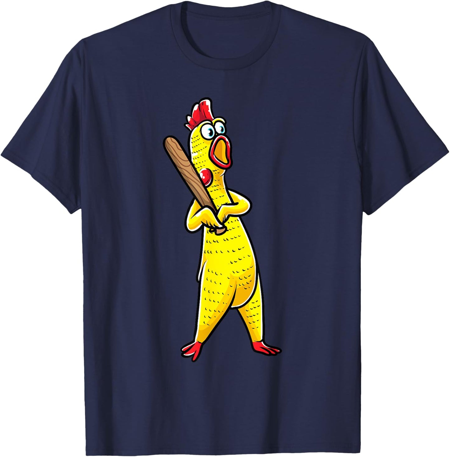 Funny Rubber Chicken With Baseball Bat Sports Men Kids T-Shirt - T-Shirt | Navy