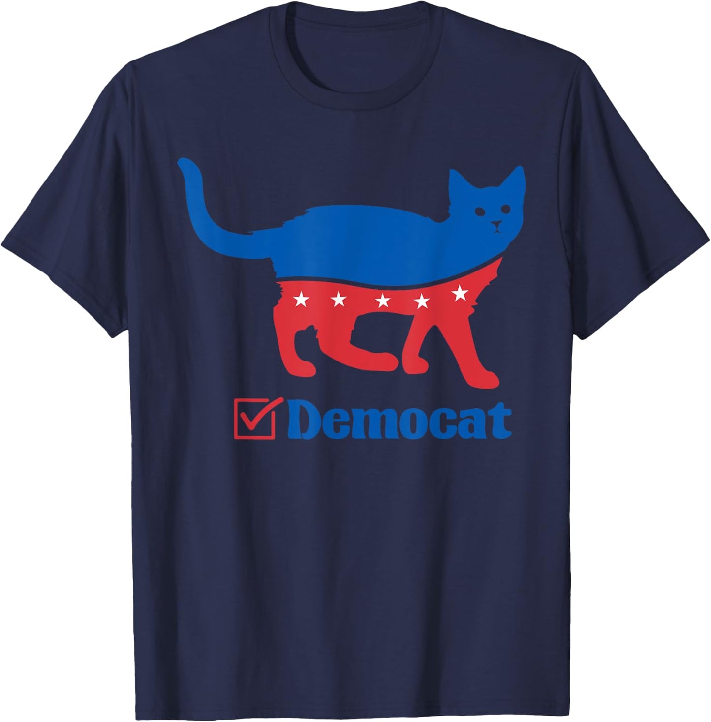 Vote Cat Democrat Liberal Cat Lover Biden Harris 2024 Men Women T-Shirt - T-Shirt | Navy