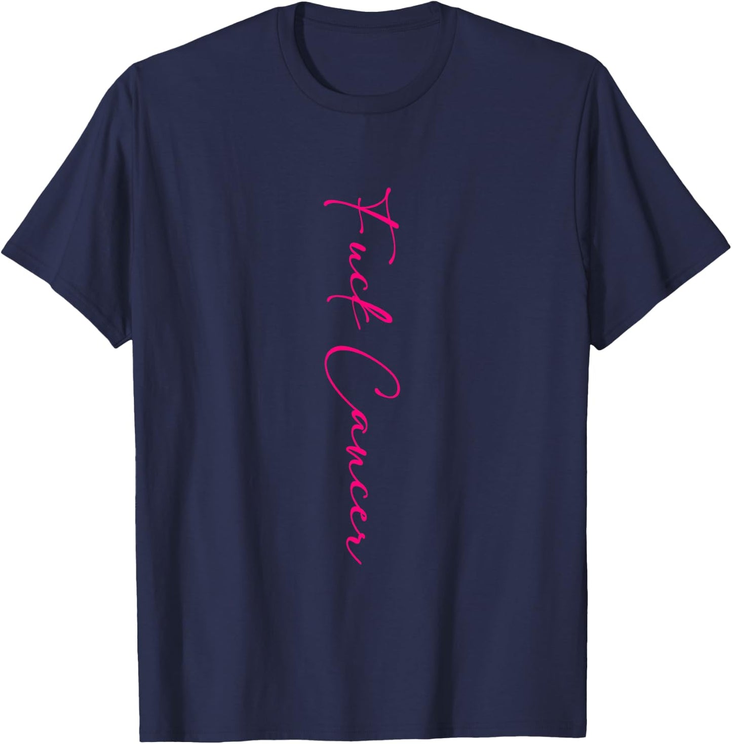 Fuck Cancer Retro Groovy Breast Cancer Awareness T-Shirt - T-Shirt | Navy