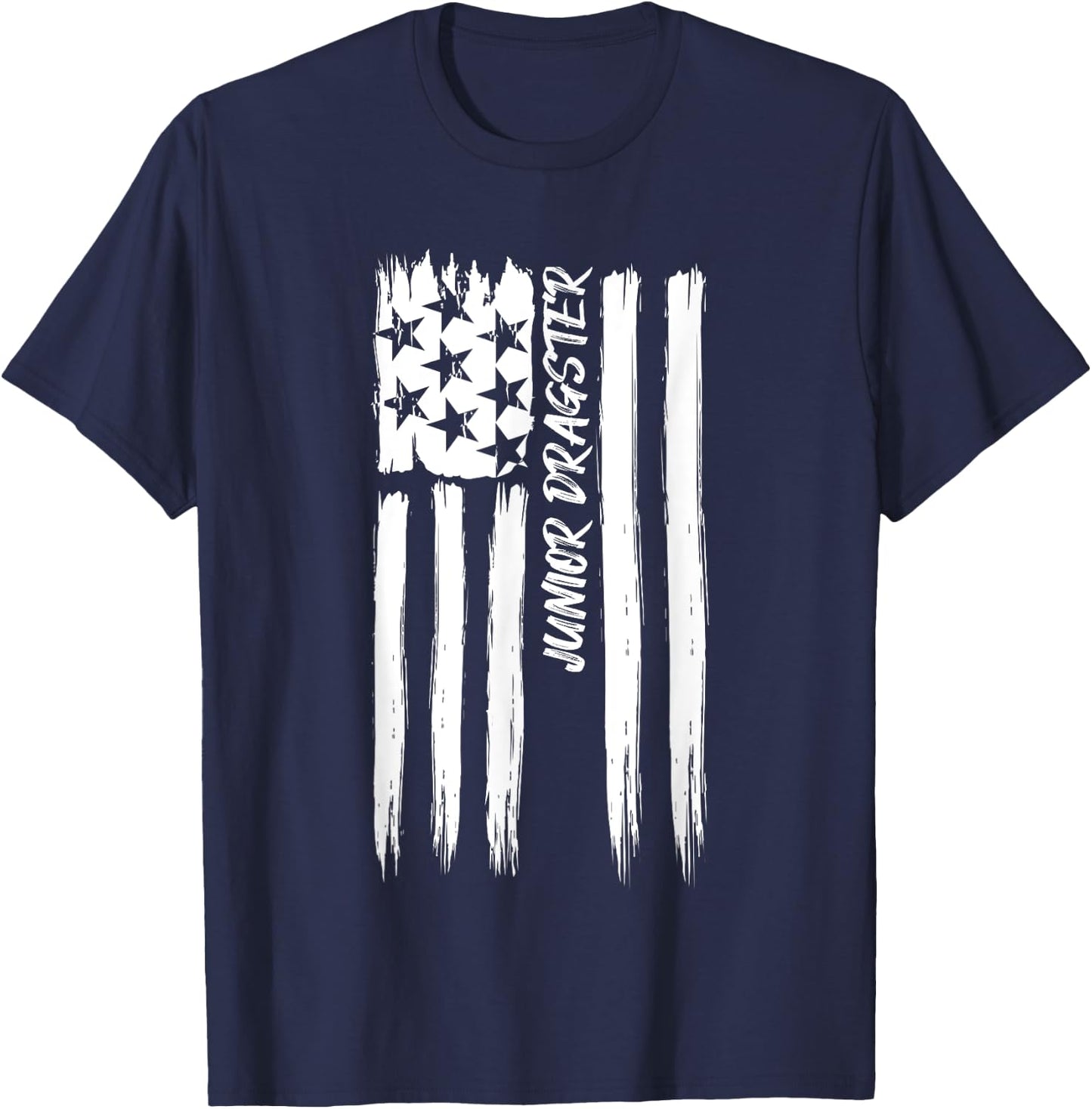 Junior Dragster Flag Racing Patriotic USA American Car Race T-Shirt - T-Shirt | Navy
