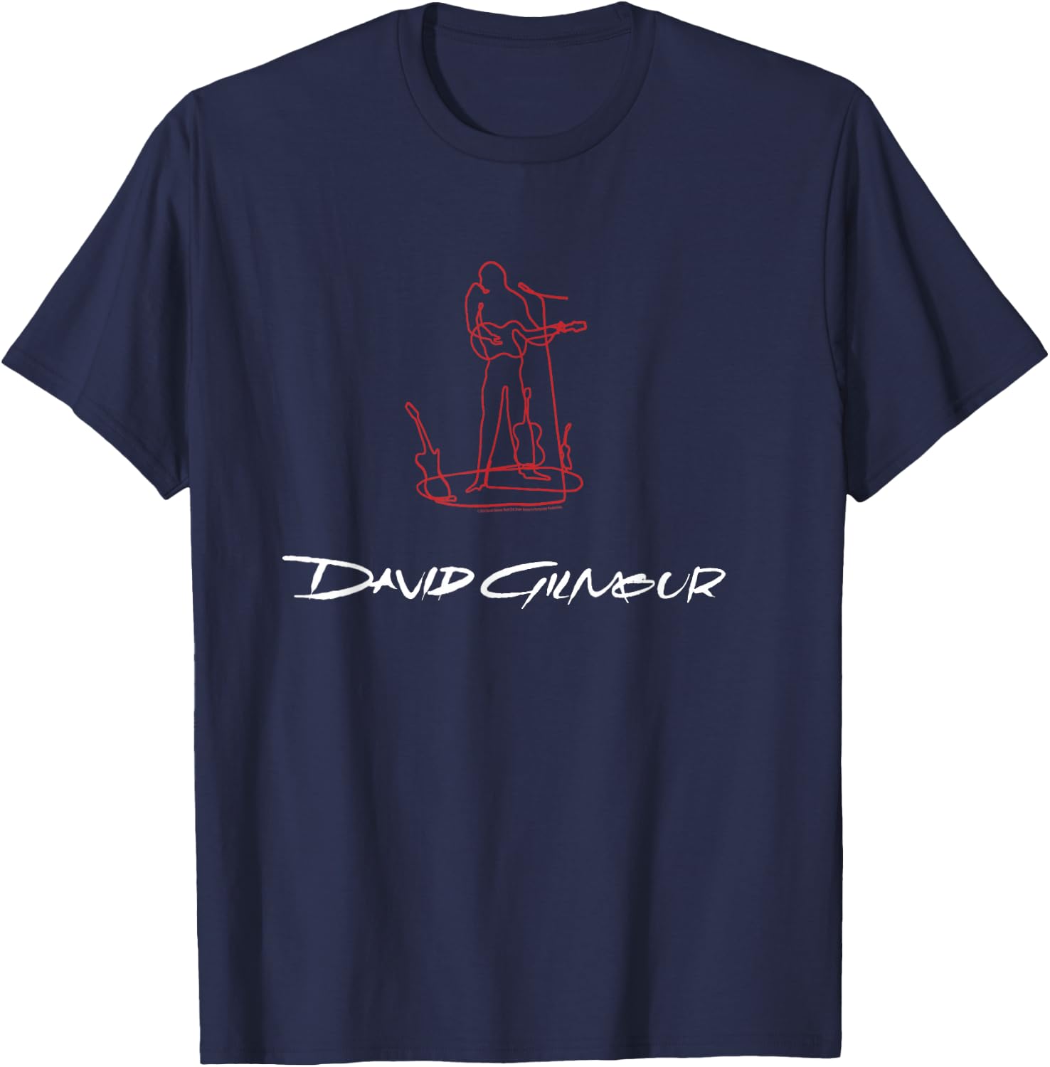 David Gilmour On An Island Red and White Sketch T-Shirt - T-Shirt | Navy