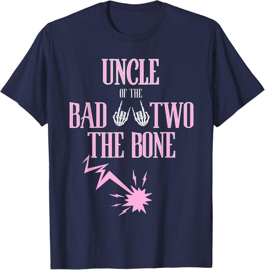Uncle of the Bad Two The Bone Rock-and-Roll 2nd Birthday T-Shirt - T-Shirt | Navy