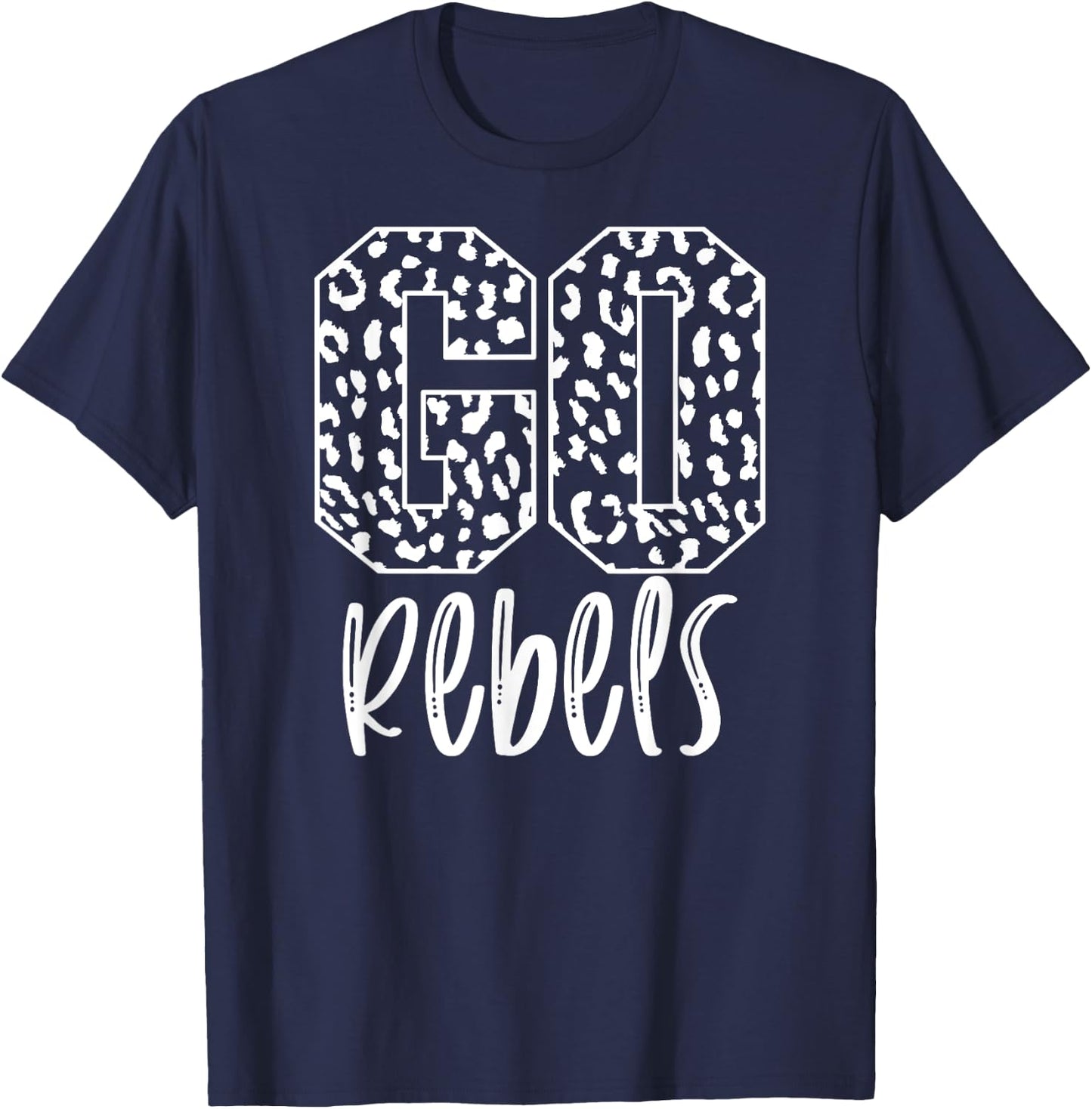 Rebels Team Mascot School Spirit Game Night Leopard Print T-Shirt - T-Shirt | Navy