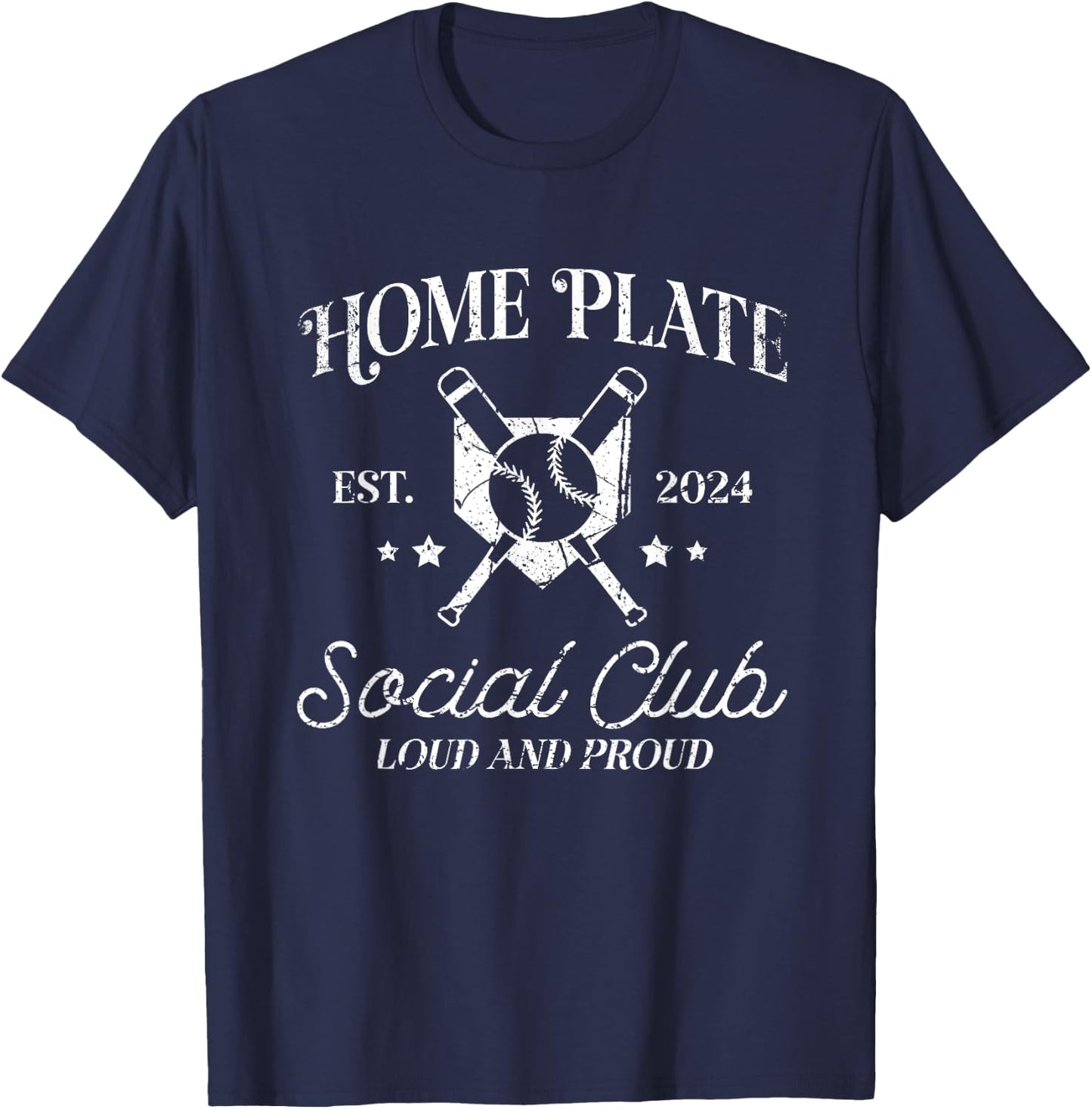 Vintage Baseball Home Plate Social Club T-Shirt - T-Shirt | Navy
