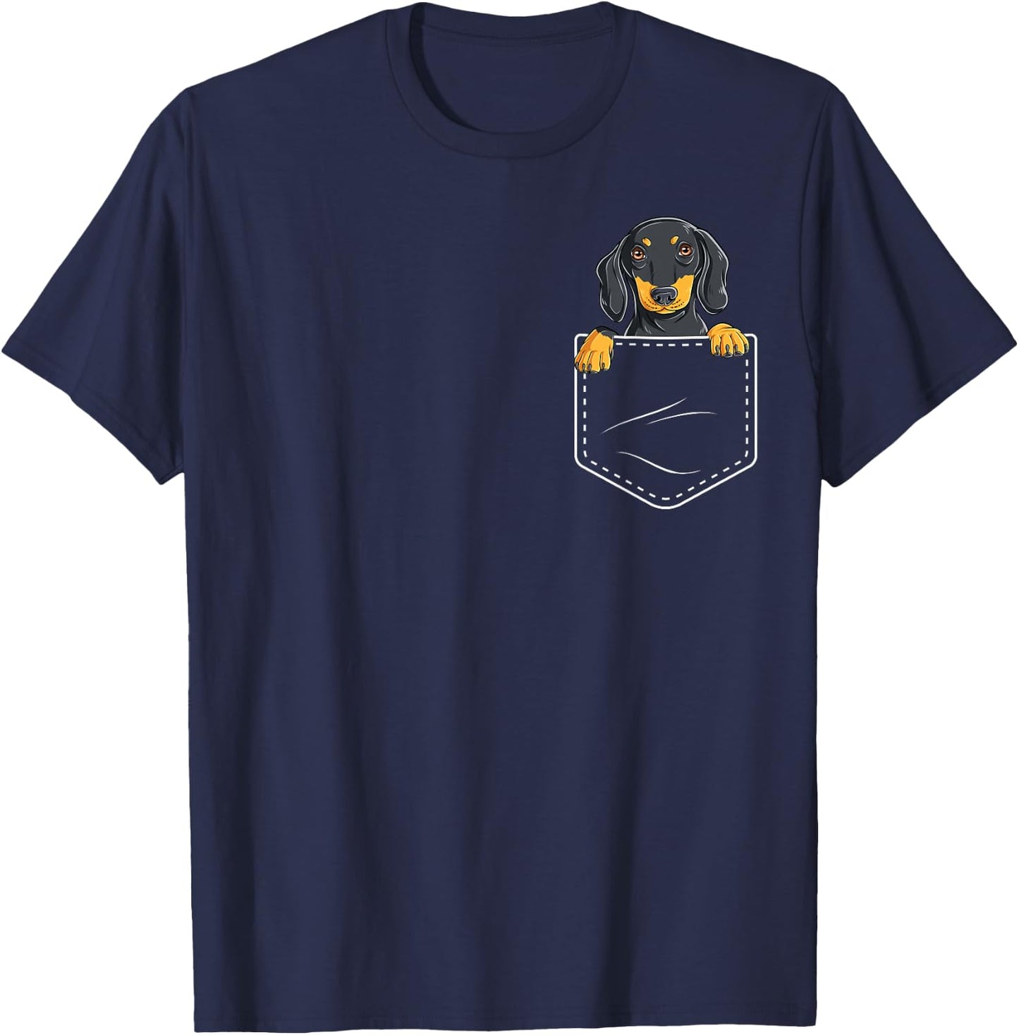 Dachshund In Pocket Funny Dog Puppy Lover Women Girls Kids T-Shirt - T-Shirt | Navy