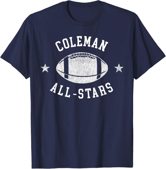 Coleman Vintage All-Stars Football Retro 80s T-Shirt - T-Shirt | Navy