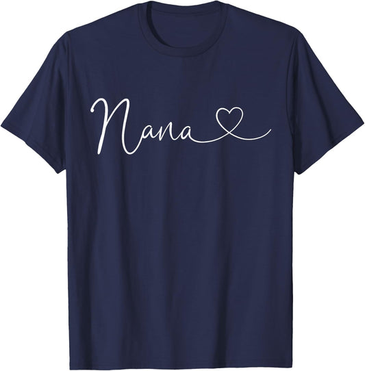 Nana Heart Women Grandma Christmas Mother's Day Birthday T-Shirt - T-Shirt | Navy